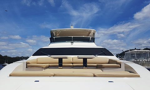 Azimut bow and upper deck upholstery