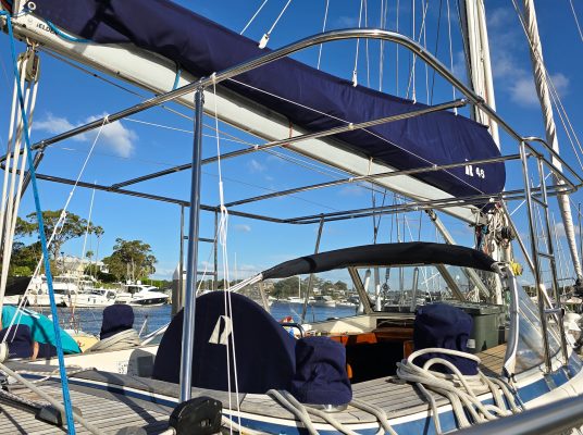 Bimini frame structure before canvas install